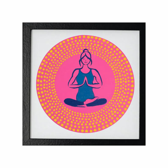 Yogini Mandala | Framed Mandala Wall Art | Handmade Mindfulness Decor for Living Room or Bedroom | Calming Boho Artwork | Hand-Drawn Mandala
