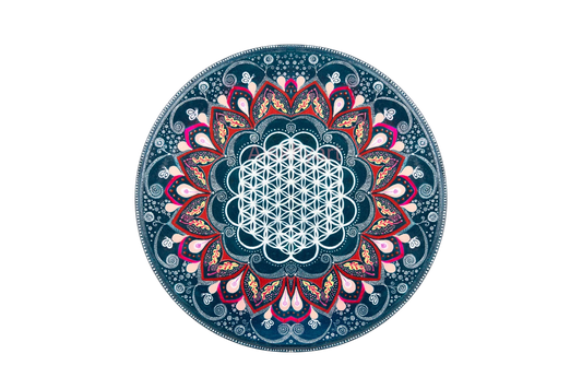 Alekhyart Geometric Teal Flower Mandala showing the radial symmetry behind why mandala art feels calming.