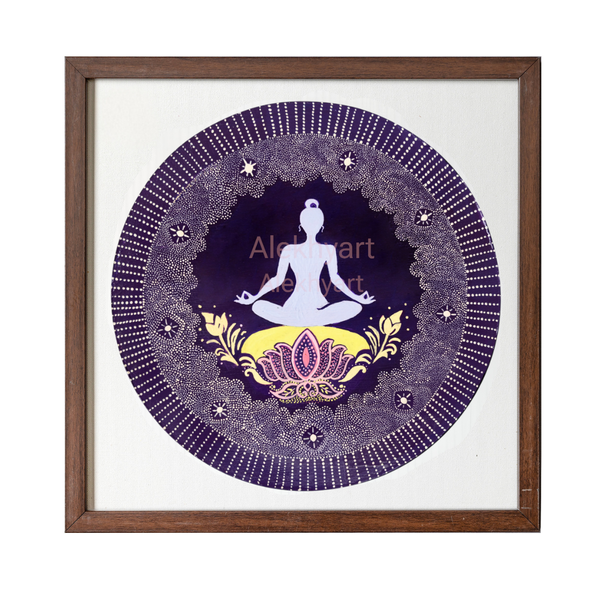 Alekhyart Your Inner Light Mandala framed meditation wall art print in violet.