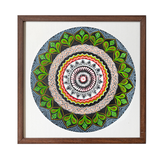 Fluorescent Forest Mandala (Framed)