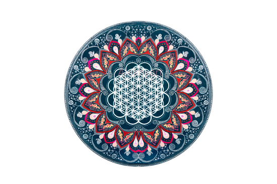 Geometric Teal Flower Mandala (Framed)